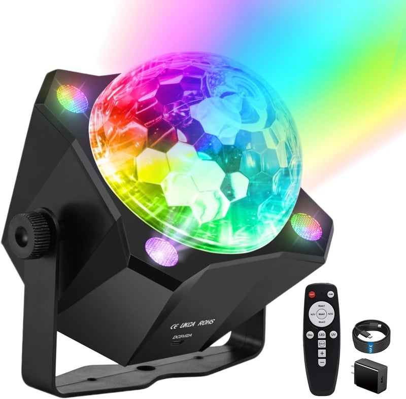 MEGABOON Disco Ball Light DJ Party Light，Sound Activated 6 Colors Stage Strobe Party Decorations for Outdoors and Indoors Home Club Karaoke Christmas Halloween Birthday Wedding Dancing Mood Lights - Image 1